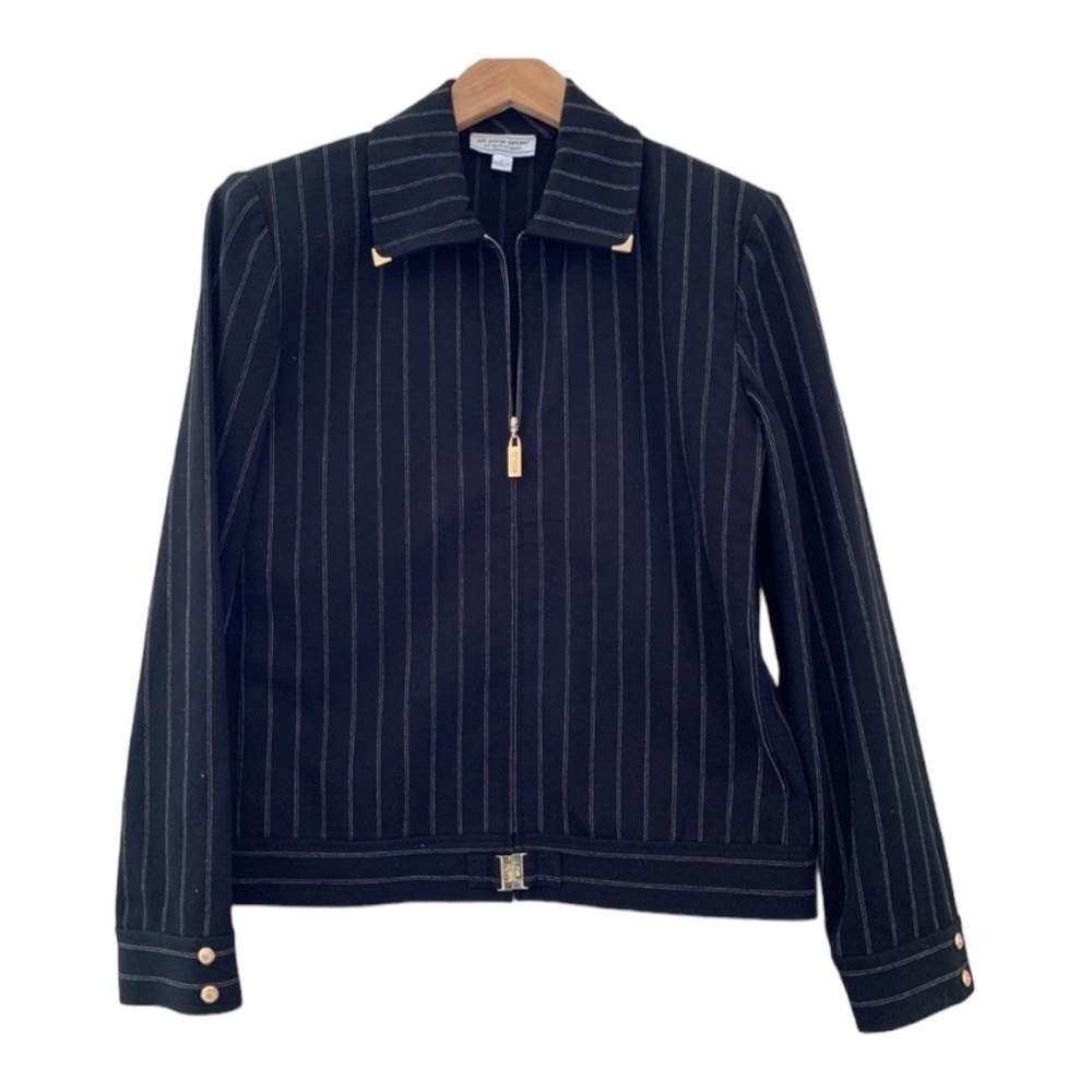 Vintage St. John Sport Pinstripe Zip Up Jacket